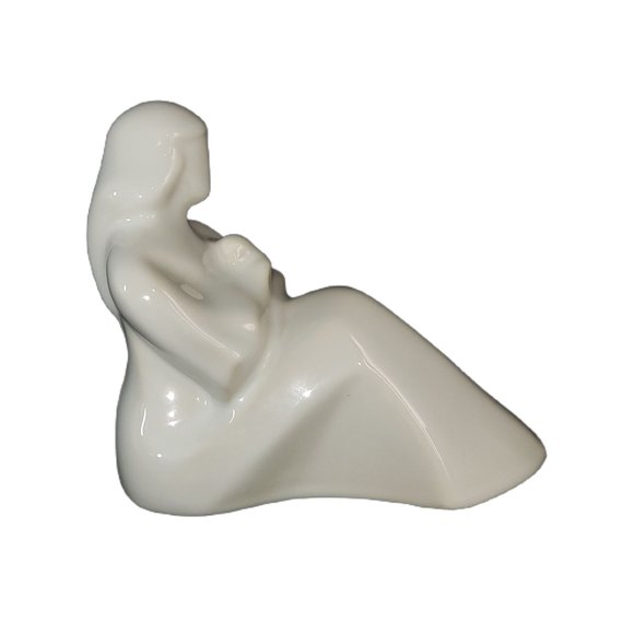 VTG Haeger Mother And Child  Figurine Statue Stoneware White MCM Art Deco - Picture 5 of 9